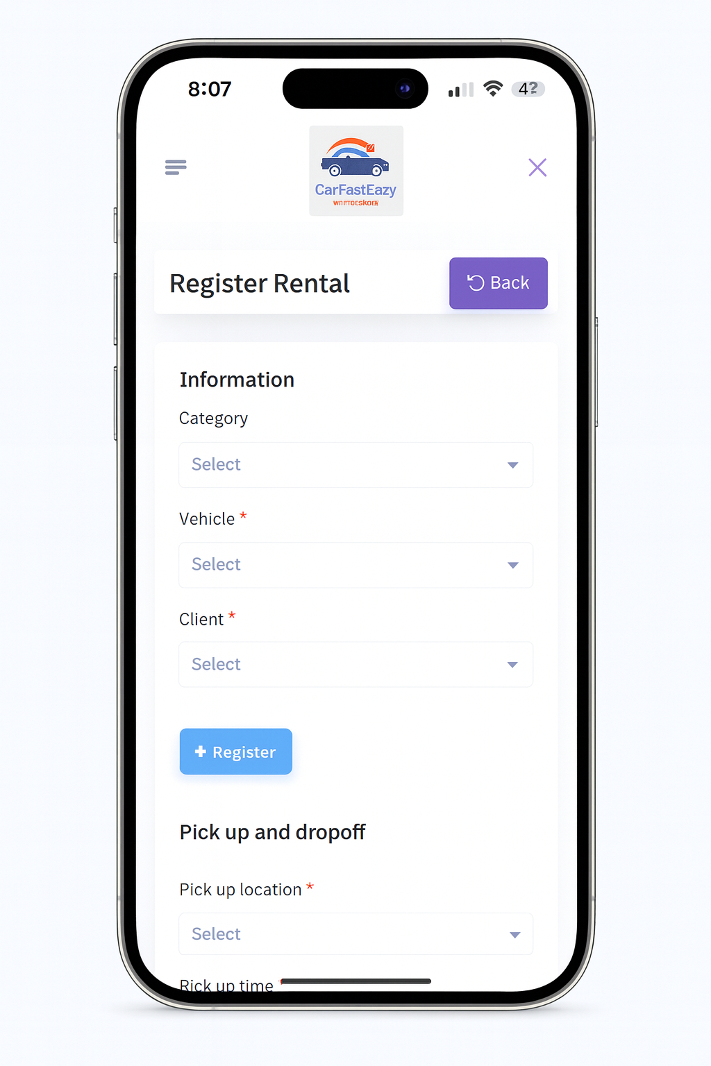 Formulario CarFast Eazy